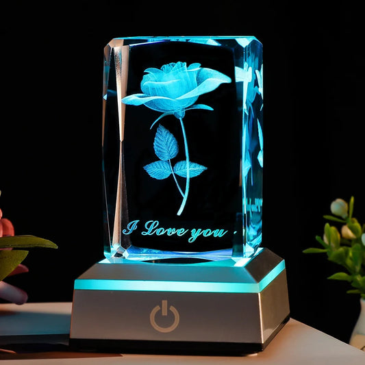 Cadeau Cristal Rose LED